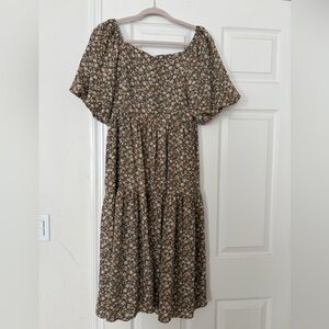 CJLA Floral Puff-Sleeve Midi Dress